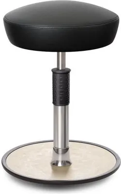Produktbild von Sitz- Stehhocker Free Regular Hutsitz Boxmark Leder schwarz chrom /cremeweiß.