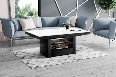 Produktbild von Design Couchtisch Tisch HLM-111 Hochglanz Schublade höhenverstellbar ausziehbar