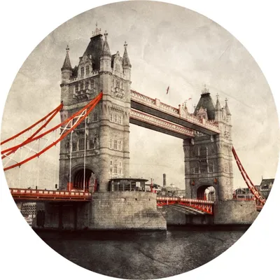 Produktbild von Sticker Kreis Brücke TOWER BRIDGE London Architektur Vintage Retro-Stil Wandtattoo Aufkleber für Esszimmer Gästezimmer 100 cm x 100 cm