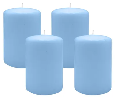 Produktbild von Flachkopf-Stumpenkerzen Blue Bell Hellblau 120 x Ø 60 mm, 4 Stück