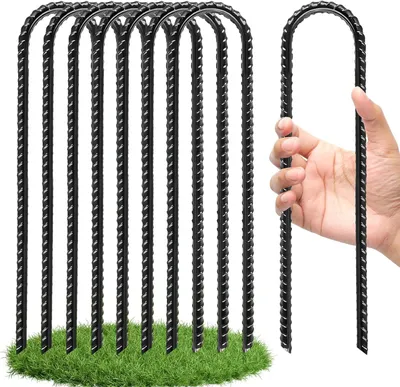 Obrázok produktu pre Kotvy do zeme pre trampolíny 30 cm, 8 ks, nehrdzavejúca oceľ, tvar U, pre záhradu