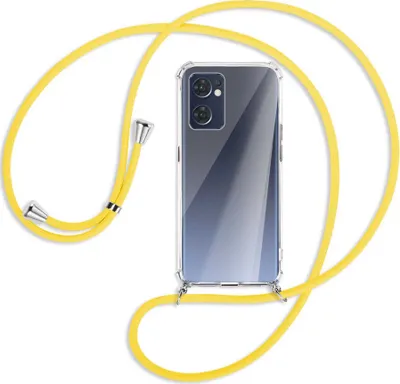Produktbild von Handykette Backcover-Schutzhülle mit Band (Metall silberfarben) für Oppo Reno7 5G / Find X5 Lite - gelb