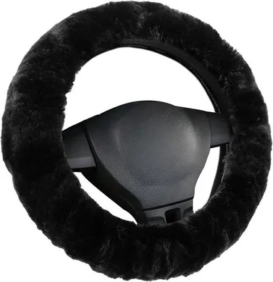 Produktbild von Famanu Lenkradhülle Plüsch, rutschfest und warm, universelle Passform 36-39 cm, schwarz