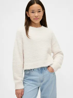 Produktbild von GAP Kinder Pullover mit Rundhalsausschnitt, Größe S, Beige, aus recyceltem Polyester, formbeständig