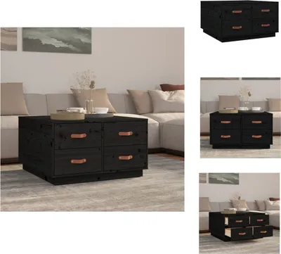 Zdjęcie produktu dla vidaXL Stolik kawowy czarny 80x80x45 cm lite drewno sosnowe - Stoliki kawowe