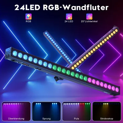 Obrázok produktu pre LED diskotéková lampa – diskolampa – svetlá na párty – osvetlenie pre pódium – svetlá pre DJ – 2 kusy, 24 LED RGB