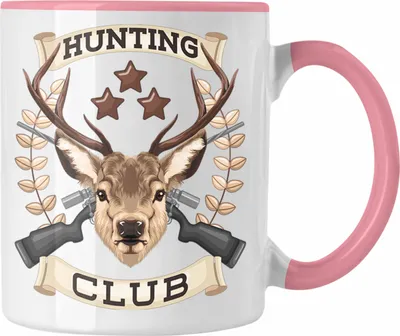 Produktbild von Trendation - Jäger Hunting Club Tasse Geschenk für Jäger Becher Männer Spruch Jagd Jagen (Rosa)