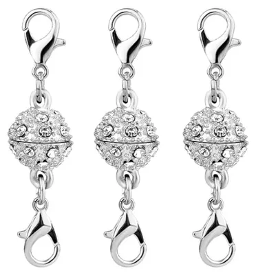 Produktbild von Magnetischer Schmuckverschluss – Magnetische Karabinerverschlüsse für selbstgemachten Schmuck – Armband und Halskette – 3 Stück, Silber