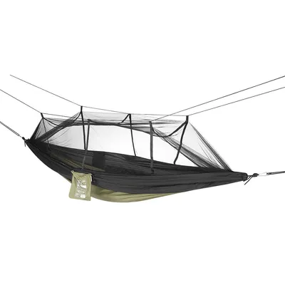 Produktbild von Doppel-Hängematte 270x140 cm mit Moskitonetz – Grün – Reisehängematte für Camping & Outdoor