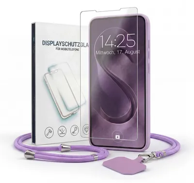 Produktbild von Handyhülle für Samsung Galaxy S26 Ultra mit Handykette und 9H Displayglas Displayschutz Band Kordel Hülle Case Schutzhülle Lila Violett