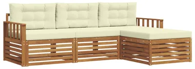 Imagen del producto de vidaXL Juego de sofás de exterior, 4 piezas, color natural y crema