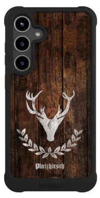 Produktbild von NIVOCASE Hülle für Samsung Galaxy S24+  Stoßfeste Handyhülle NIVOmax Case Schwarz Hirsch Holz Holzoptik