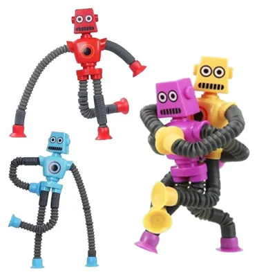 Produktbild von Teleskop-Saugnapf-Roboter Spielzeug-Roboter - Set mit 4 Stück - Mehrfarbig - Sensorisches Spielzeug für Kinder