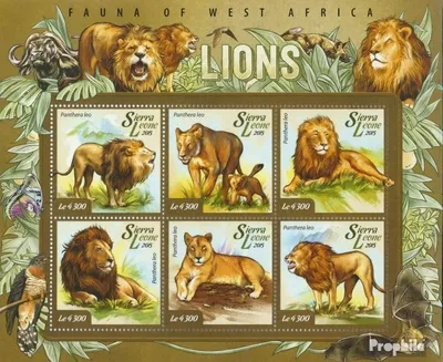 Produktbild von Briefmarken Sierra Leone 2015 Mi 6058-6063 Kleinbogen (kompl. Ausg.) postfrisch Löwen