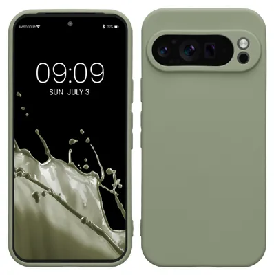 Produktbild von kwmobile Handyhülle für Google Pixel 9 Pro Hülle - weiches Handy Silikon Case - Schutzhülle Cover - Graugrün
