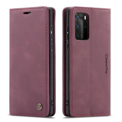 Produktbild von Huawei P40 Pro Hülle, Retro Kunstledertasche, Kartenfächer, Standfunktion Schutzhülle für Huawei P40 Pro Rot