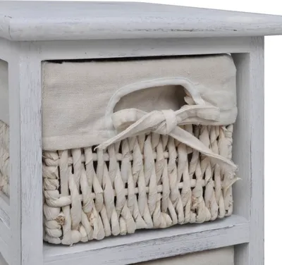 Produktbild von Cloris DesignMöbel Kommoden - Weiß Korbregal Holz mit 4 Körben Weiß Schlichtes6386769