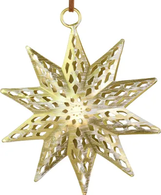 Produktbild von Weihnachtsstern Goldfarben mit Samtaufhänger Ø 11,5 cm - Metall