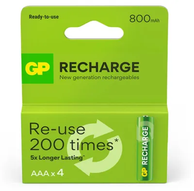 Produktbild von GP Batteries 201259, Wiederaufladbarer Akku, AA, Nickel-Metallhydrid (NiMH), 4 Stück(e), 800 mAh