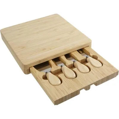 Zdjęcie produktu dla Deska do krojenia + 4 akcesoria do sera - 23 x 23 x 3,5 cm