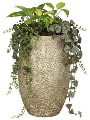 Produktbild von Glimmer Blumentopf / Blumentopf Madeira - hohes Modell - Creme - Terracotta - 30 cm - Skala Muster