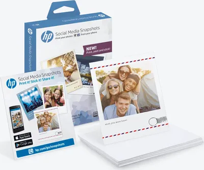 Produktbild von HP Social Media Snapshots Removable Sticky Photo Paper-25 sht/10 x 13 cm, Halb-Glanz, 265 g/m², Weiß, 25 Blätter, HP OfficeJet 7612 e-All-in-One HP OfficeJet 7510 HP OfficeJet 7110 ePrinter HP OfficeJet Pro 8710..., Haus, Homeoffice