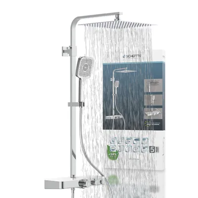 Produktbild von SCHÜTTE Duschsystem OCEAN, Edelstahl Regendusche mit Thermostat und Ablage