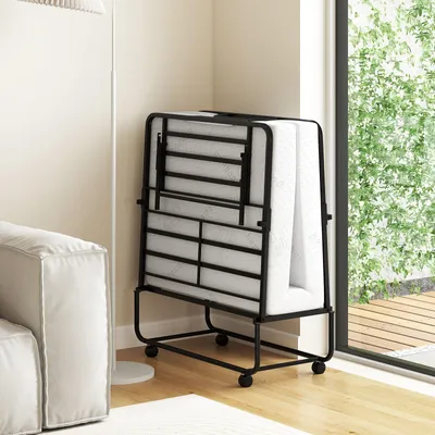 Produktbild von Klappbett - Faltbett - Gästebett - Rollbett - Campingbett - Mit 4-Zoll-Premium-Matratze