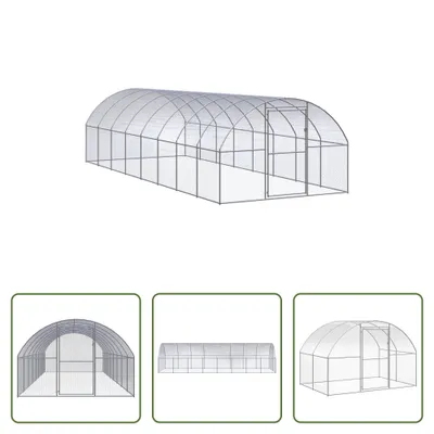 Image de The Living Store Poulailler d'extérieur 3x8x2 m Acier galvanisé