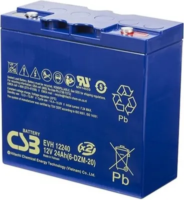 Zdjęcie produktu dla Akumulator zapasowy CSB Pb VRLA AGM 12V/24Ah 6-DZM-20 (EVH12240)