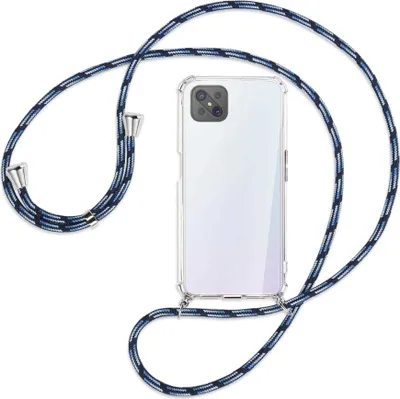 Produktbild von Handykette Backcover-Schutzhülle mit Band (Metall silberfarben) für Oppo A92S / Reno4 Z 5G - Blautöne