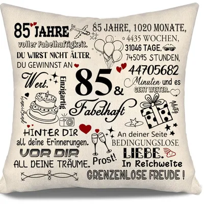 Immagine prodotto di Cuscino decorativo, regalo per il 85° compleanno, 45x45 cm, in poliestere