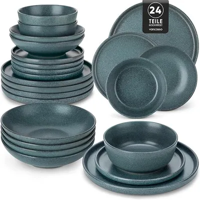 Imagen del producto de Juego de vajilla para 6 personas, ZERMATT, juego de 24 piezas de cerámica