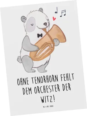 Produktbild von Mr. & Mrs. Panda Postkarte Tenorhorn Witz - Weiß - Geschenk, Instrument, Ansichtskarten, Musik, Grußkarte, Brassband, Lernen, Musiker, einzelkarte, Ansichtskarte