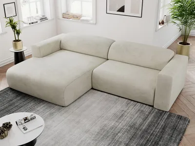 Produktbild von MKS MEBLE Ecksofa, Sofa L-Form, Wohnlandschaft L-Form, Modern Design Couch, Sofagarnitur, Couchgarnitur, Polsterecke - PASADENA -Beige Velvet - links seite