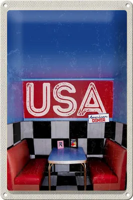 Produktbild von Blechschild Reise 20x30cm Amerika Diner Restaurant Fast Food