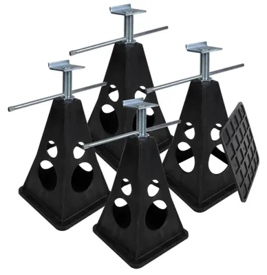 Productafbeelding van Set van 4 steunbokken, 300-420 mm, voor caravans en aanhangers, in hoogte verstelbare steunen, max. - zwart