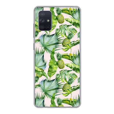 Produktbild von MuchoWow® Handyhülle Schutzhülle Hülle für Samsung Galaxy A71 Blätter - Ananas - Muster Silikon Softcase Handy Hülle - Kartenbesitzer
