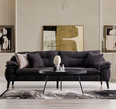 Produktbild von Eleganter und komfortabler 3-Sitzer Sofa in tiefem Lila für stilvolle Wohnzimmer