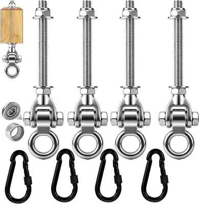 Image de Crochets pour balançoire, modèle M10, 297 mm, en acier inoxydable, lot de 4, pour aire de jeux
