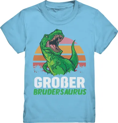 Produktbild von Dino T-Rex Großer Bruder T-Shirt – Sky Blue / 122/128 (7-8)