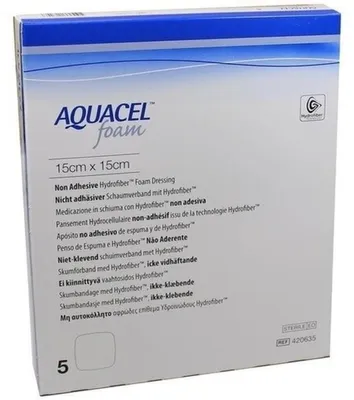 Imagen del producto de AQUACEL Foam, espuma no adhesiva, 15x15 cm, caja de 5 unidades