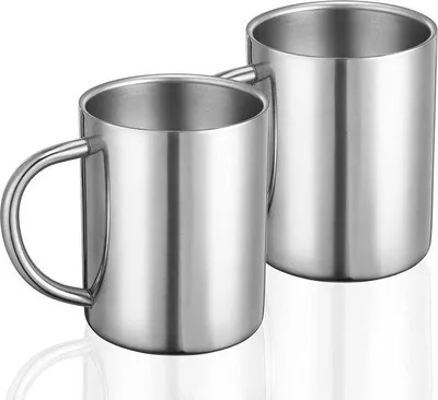 Produktbild von Famanu Campingbecher 2er-Set 280 ml - Doppelwandig, Edelstahl