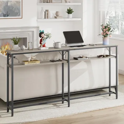 Produktbild von Konsolentisch mit 2 Ablagen 180x20x100 cm Grau