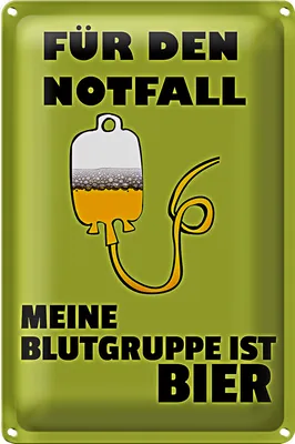 Produktbild von Blechschild 20x30cm für den Notfall Blutgruppe Bier
