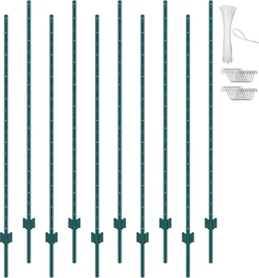 Produktbild von 10er-Set Zaunpfosten 182,88 cm - Metall Weidezaunpfahl - Robuste Zaunpfähle für Garten und Tierhaltung - Wetterfest und langlebig