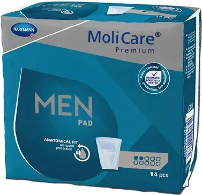 Produktbild von Hartmann MoliCare Premium Men Pad 2 Tropfen - Einlagen in Taschenform 12 x 14 Stk.