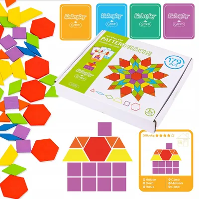 Produktbild von Holzpuzzle Spielset XL – Logikspiel mit 179 Teilen und Sprachlern-Karten für Kinder
