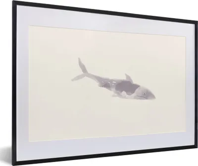 Produktbild von MuchoWow® MuchoWow® Gerahmtes Poster Fisch - Meer - Aquarell 60x40 cm - Poster mit zchwarzem Bilderrahmen - Schlafzimmer - Plakat in Rahmen - Drucken