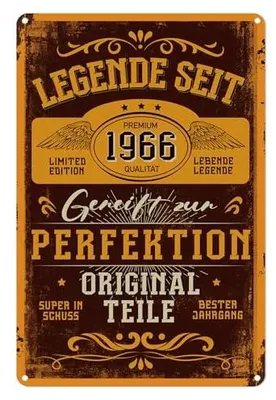 Zdjęcie produktu dla Tabliczka metalowa blaszana 60 urodziny legenda 1966 prezent retro